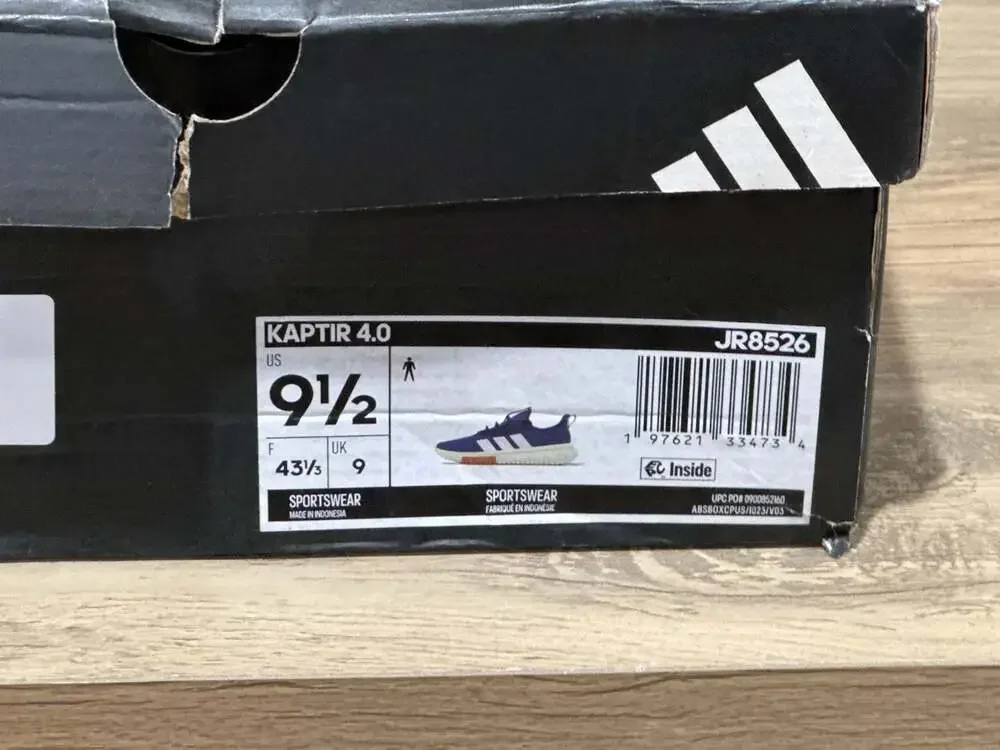 Adidas Kaptir 4.0 Men's Casual Running Shoes, Size 9.5, Blue and White